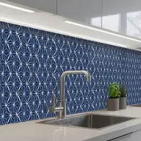 KitchenYeah Keuken achterwand 350x60 cm - Spatscherm zelfklevend Vormen - Patronen - Japans - Muurbeschermer - Spatwand fornuis