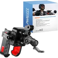 Phreeze Telefoonhouder Motor - Aluminium - Anti-Diefstal - Spiegelmontage - Trillingsvrij - Waterdicht - Schokdemper - Universeel - Zwart