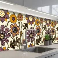 KitchenYeah Keuken achterwand 250x60 cm - Spatscherm zelfklevend Bloemen - Bohemian - Vintage - Cartoon - Muurbeschermer - Spatwand fornuis