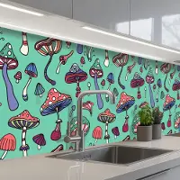 KitchenYeah Keuken achterwand 250x60 cm - Spatscherm zelfklevend Patronen - Vintage - Paddenstoelen - Natuur - Muurbeschermer - Spatwand fornuis