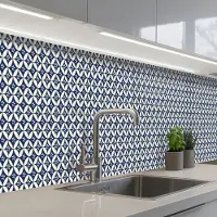 KitchenYeah Keuken achterwand 400x60 cm - Spatscherm zelfklevend Japan - Patronen - Blauw - Muurbeschermer - Spatwand fornuis
