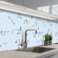KitchenYeah Keuken achterwand 200x80 cm - Spatscherm zelfklevend Patroon - Bloemen - Versiering - Muurbeschermer - Spatwand fornuis