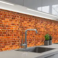 KitchenYeah Keuken achterwand 250x60 cm - Spatscherm zelfklevend Bakstenen - Muur - Rood - Muurbeschermer - Spatwand fornuis
