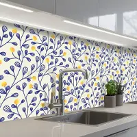 KitchenYeah Keuken achterwand 200x60 cm - Spatscherm zelfklevend Patronen - Geel - Minimalistisch - Muurbeschermer - Spatwand fornuis