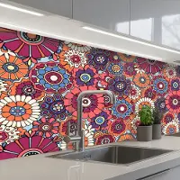KitchenYeah Keuken achterwand 150x60 cm - Spatscherm zelfklevend Vintage - Patronen - Bloemen - Planten - Muurbeschermer - Spatwand fornuis