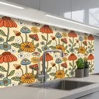 KitchenYeah Keuken achterwand 100x60 cm - Spatscherm zelfklevend Patronen - Vintage - Bloemen - Ogen - Muurbeschermer - Spatwand fornuis