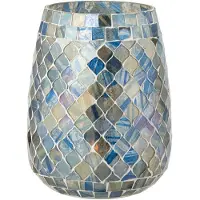 J-Line kaarshouder Mozaïek - glas - grijsblauw