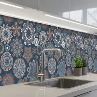 KitchenYeah Keuken achterwand 350x60 cm - Spatscherm zelfklevend Patronen - Ornament - Versiering - Muurbeschermer - Spatwand fornuis