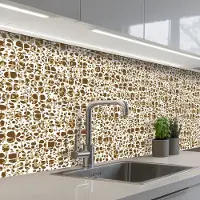 KitchenYeah Keuken achterwand 150x80 cm - Spatscherm zelfklevend Dierenhuid - Reptielen - Bruin - Patronen - Muurbeschermer - Spatwand fornuis