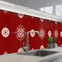 KitchenYeah Keuken achterwand 400x80 cm - Spatscherm zelfklevend Kompas - Reizen - Patronen - Muurbeschermer - Spatwand fornuis