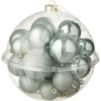 J-Line kerstbal - kunststof - muntgroen - doos van 24