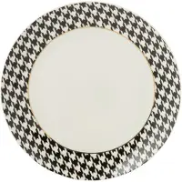 J-Line bord Pied-De-Poule - porselein - wit/zwart - medium - doos van 4
