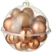 J-Line kerstbal - kunststof - oranje - doos van 24