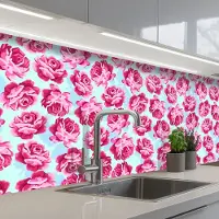 KitchenYeah Keuken achterwand 200x60 cm - Spatscherm zelfklevend Bloemen - Rozen - Patroon - Muurbeschermer - Spatwand fornuis