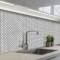 KitchenYeah Keuken achterwand 200x60 cm - Spatscherm zelfklevend Zwart - Wit - Geometrie - Patronen - Abstract - Muurbeschermer - Spatwand fornuis