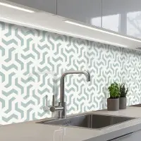 KitchenYeah Keuken achterwand 350x60 cm - Spatscherm zelfklevend Patronen - Abstract - Groen - Geometrie - Muurbeschermer - Spatwand fornuis