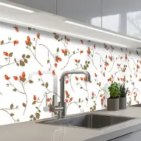 KitchenYeah Keuken achterwand 250x60 cm - Spatscherm zelfklevend Patronen - Planten - Romantisch - Botanisch - Muurbeschermer - Spatwand fornuis