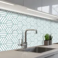 KitchenYeah Keuken achterwand 400x80 cm - Spatscherm zelfklevend Groen - Geometrie - Patronen - Abstract - Muurbeschermer - Spatwand fornuis