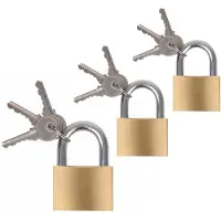 Proplus Hangsloten / koffersloten set - 3x stuks - maat 30/40/50 mm - messing - incl 3 sleutels per slot