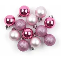 Inge-glas Inge glass - kunststof kleine kerstballen - roze mix - D3 cm - 17x stuks