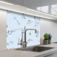 KitchenYeah Keuken achterwand 80x80 cm - Spatscherm zelfklevend Patroon - Bloemen - Versiering - Muurbeschermer - Spatwand fornuis