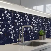 KitchenYeah Keuken achterwand 500x80 cm - Spatscherm zelfklevend Sakura - Bloesem - Patroon - Japan - Muurbeschermer - Spatwand fornuis