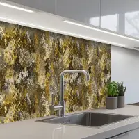 KitchenYeah Keuken achterwand 80x60 cm - Spatscherm zelfklevend Vlekken - Zwart - Geel - Roest print - Muurbeschermer - Spatwand fornuis