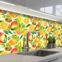 KitchenYeah Keuken achterwand 300x60 cm - Spatscherm zelfklevend Kiwi - Sinasappel - Mango - Perzik - Muurbeschermer - Spatwand fornuis