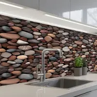 KitchenYeah Keuken achterwand 150x60 cm - Spatscherm zelfklevend Aardse - Kiezel - Stenen - Muurbeschermer - Spatwand fornuis