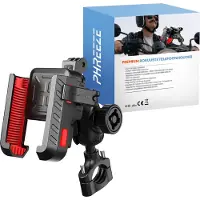 Phreeze Telefoonhouder Motor - Aluminium - Anti-Diefstal - Spiegelmontage - Trillingsvrij - Waterdicht - Schokdemper - Universeel - Zwart