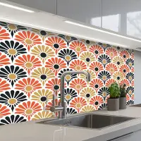 KitchenYeah Keuken achterwand 100x60 cm - Spatscherm zelfklevend Bloemen - Japan - Patronen - Muurbeschermer - Spatwand fornuis