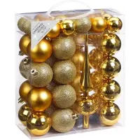 Inge-glas 47x Gouden kunststof kerstballen 4-6 cm mat/glans met piek - mat/glans - Kerstboomversiering goud