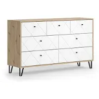 Vicco Nizza Dressoir – 140.2 x 82.6 cm met 7 laden Ambachtelijk/Wit