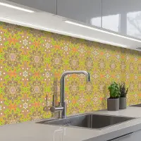 KitchenYeah Keuken achterwand 400x80 cm - Spatscherm zelfklevend Bohemian - Mandala - Patronen - Muurbeschermer - Spatwand fornuis