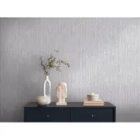 A.S. Création Licht glanzend behang met lijnenpatroon - grijs, zilver, metallic