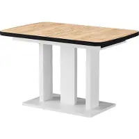 Vicco Eettafel Fenaro, Goudkleurig Eiken/Wit, 120-160 x 80 cm 2 delen