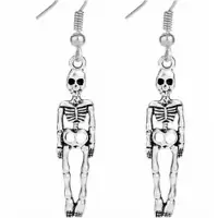 Charme Bijoux Skelet oorbellen - zilver - 5 cm -