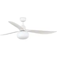 Faro Plafondventilator met licht Outwood, wit, DC, stil, Ø150cm dimbaar, Woon-/ Eetkamer, Kunststof, Modern