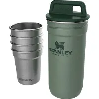 Stanley Adventure Nesting Shot Glass Set 0.59ml - BPA Vrije Shotglazen - Roestvrijstalen Borrelglazen - Makkelijk Opstapelen En Opbergen - Vaatwasserbestendig - Hammertone Green