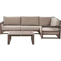 Beliani TIMOR - Loungeset 4-zits- Donkerbruin - Taupe