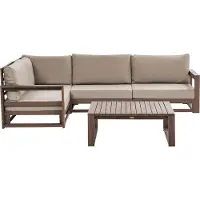 Beliani TIMOR - Loungeset - Taupe - Gecertificeerd acaciahout
