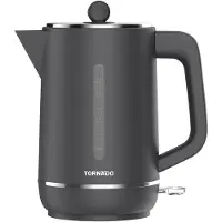 Tornado TKE-01328-GS, 1,7 liter, 2200 watt, zwart, kunststof, waterniveau-indicator, filter