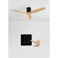 Create - Plafondventilator 40W silent 100% hout (Ø132cm) (ruimtes 10m²-25m²) - Zwart / Licht hout - Geen licht - Controller voor wandmontage + afstandsbediening - WIND CALM NATURAL WOOD