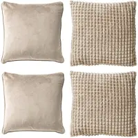 Dutch decor KUSSENHOES-SET - 4-delig - Texture Harmony - 45x45 cm - exclusief binnenkussens - beige