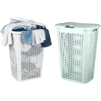 Benson Wasmand Ventilation - met deksel - 2x - wit en groen - 50 liter - 61 x 43 cm