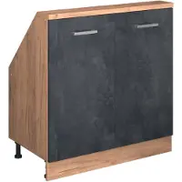 Vicco Rion Kast voor schuine wand – met 2 deuren Zwart beton/goud eiken