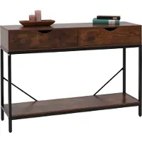 MCW Console tafel -O76, telefoontafel bijzettafel opbergtafel, lades opbergruimte Industrial 76x109x30cm ~ roodbruin