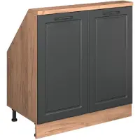 Vicco Rion Kast voor schuine wand – met 2 deuren Antraciet Landhuis/Goud Kraft Eik