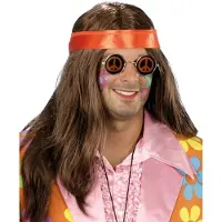 Funny fashion Pruik Hippy Brian - Bruin