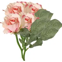 Top Art Topart Kunstbloem - 5x - roos Alice - de luxe - roze - 30 cm - kunststof steel - decoratie